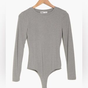 Grey Ribbed Soft Nordstrom Bodysuit Thong